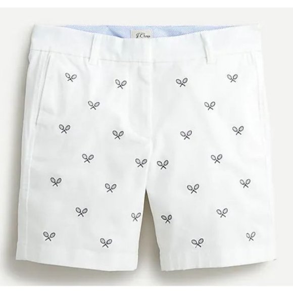 J.Crew Women's Chino Short With Tennis Racket Embroidery Sz 6